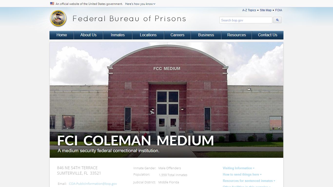 FCI Coleman Medium - Federal Bureau of Prisons